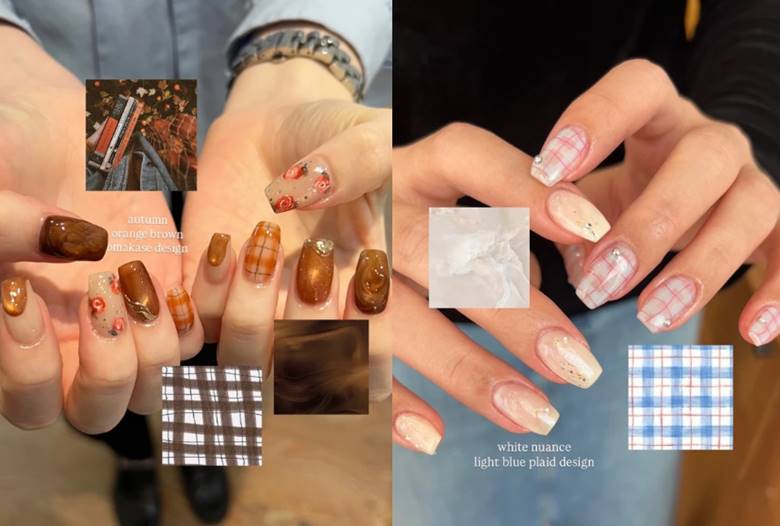 3. Nail caro vẽ tay – Trẻ trung và sáng tạo