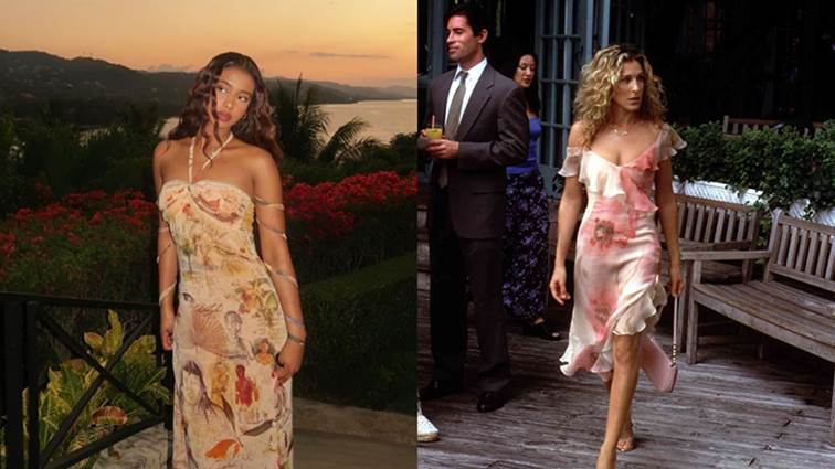 Kết hợp giữa tóc xoăn và váy mùa hè