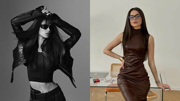 Kết hợp giữa tóc thẳng và chất liệu da